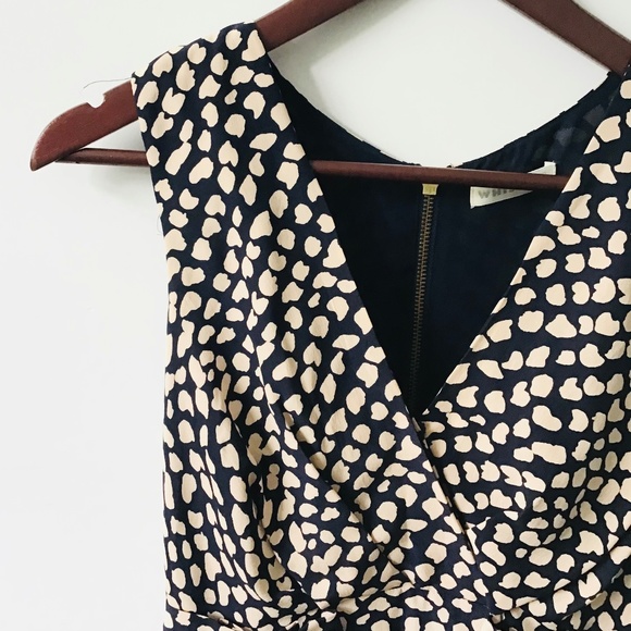 WHISTLES size 8 fitted sleeveless dress in blue and cream silk - Picture 3 of 13